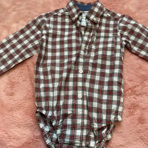 BNWT plaid Button-Front Baby bodysuit